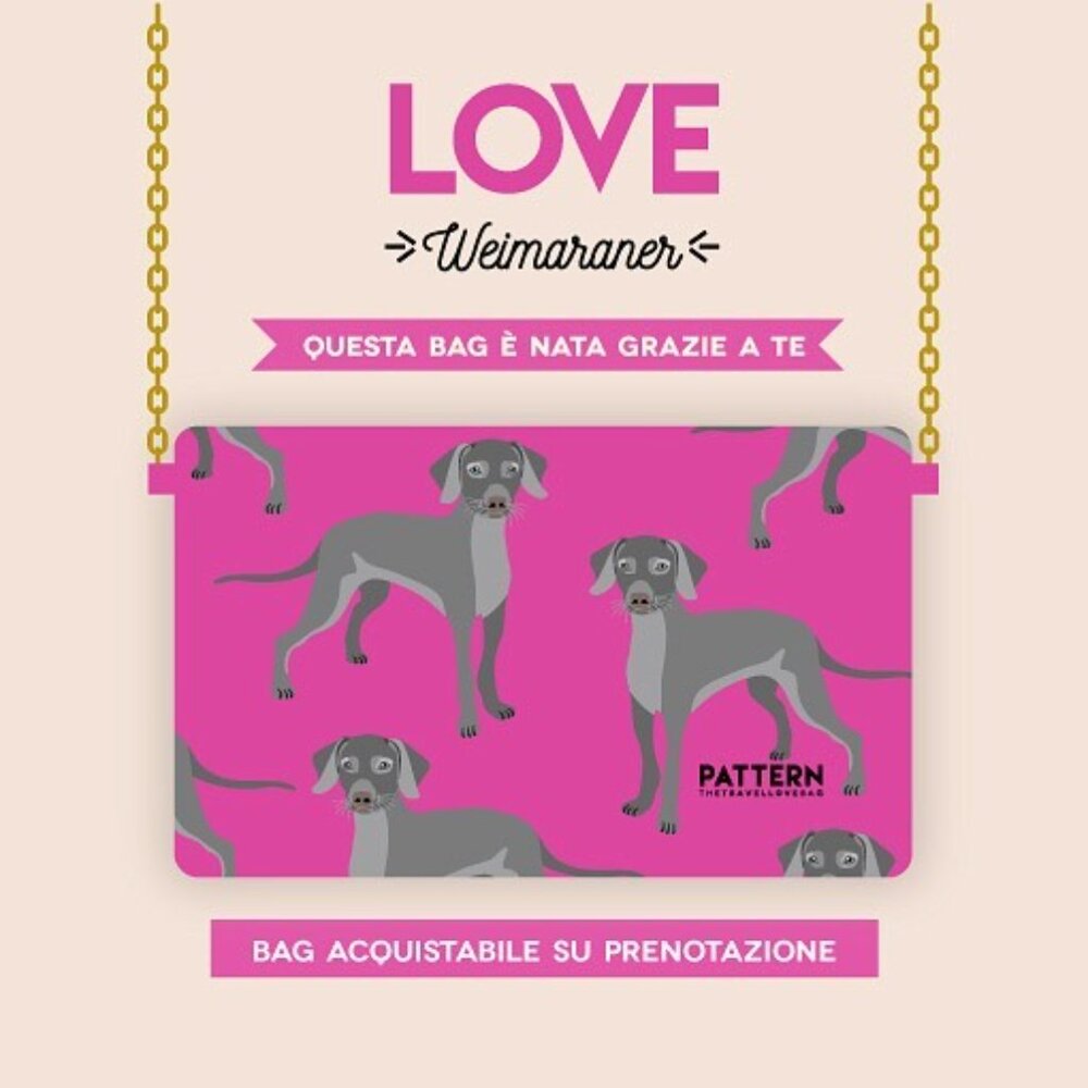 Pink Crossbody Wiemaraner Purse w/ Gold Chain